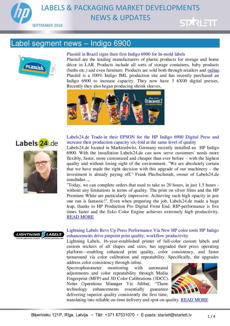 LABELS & PACKAGING MARKET News / September 2018